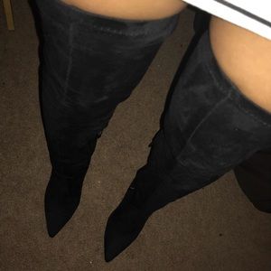 Black Over-The-Knee Heeled Boots